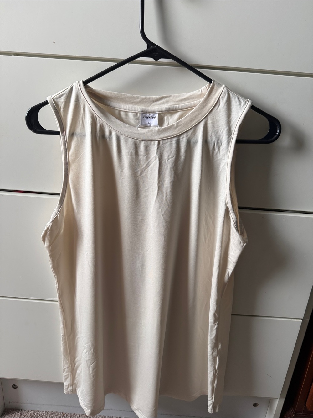 Women's Cream Sleeveless Tank Top - Basic Everyday Layering